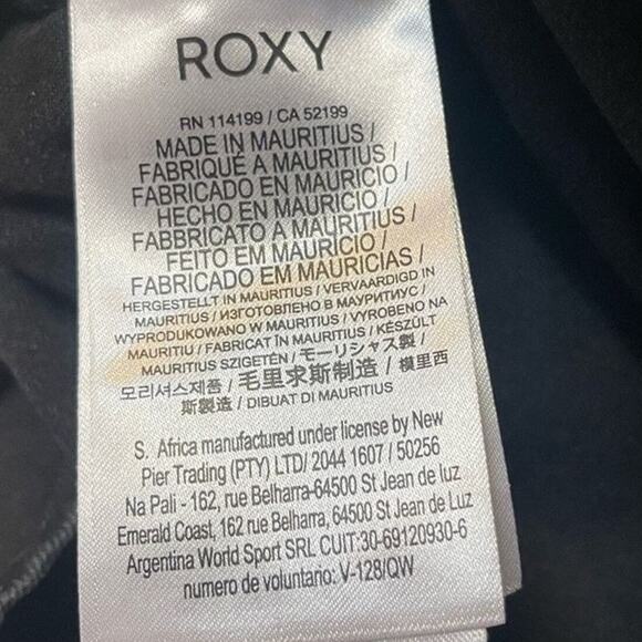 Roxy Black Denim Mini Skirt Zip Front Utility Style Size 10 Biker Chic Preppy - Picture 6 of 8